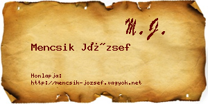 Mencsik József névjegykártya